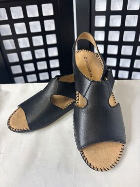🖤 Naturalizer Scout Sandals Women's 5.5 Black Leather Cutout Slingback NEW 🖤
